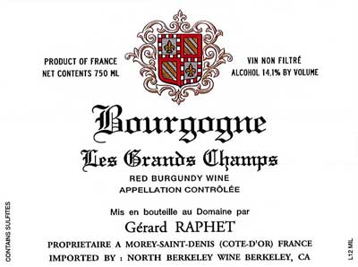 Gerard Raphet - Bourgogne Rouge Les Grands Champs 2021 (750)